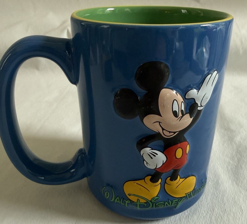 Disneyland Resort Disney Parks Mug Blue 3D Raised Mickey Mouse Coffee Mug